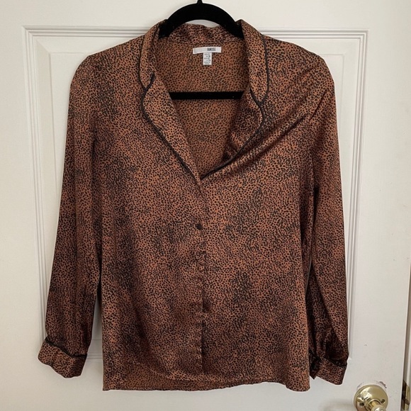 AMUSE SOCIETY | leopard satin button down - Picture 1 of 4